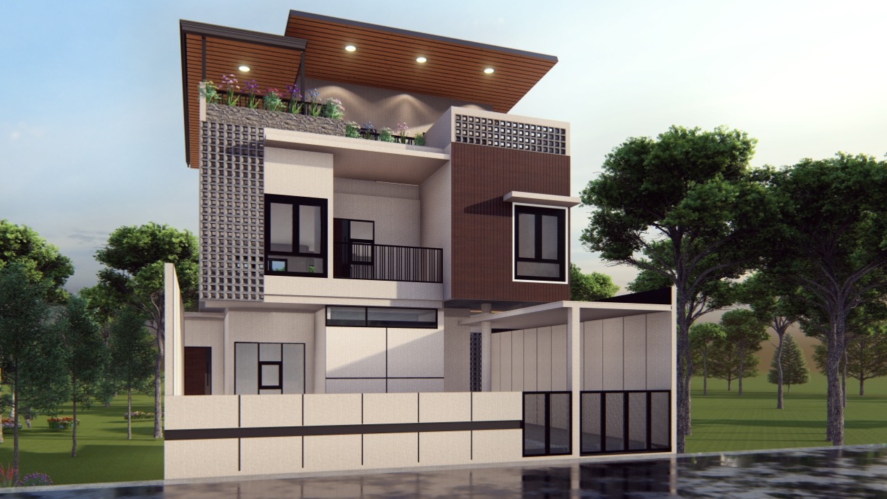 Fasad Rumah Modern 3 Lantai